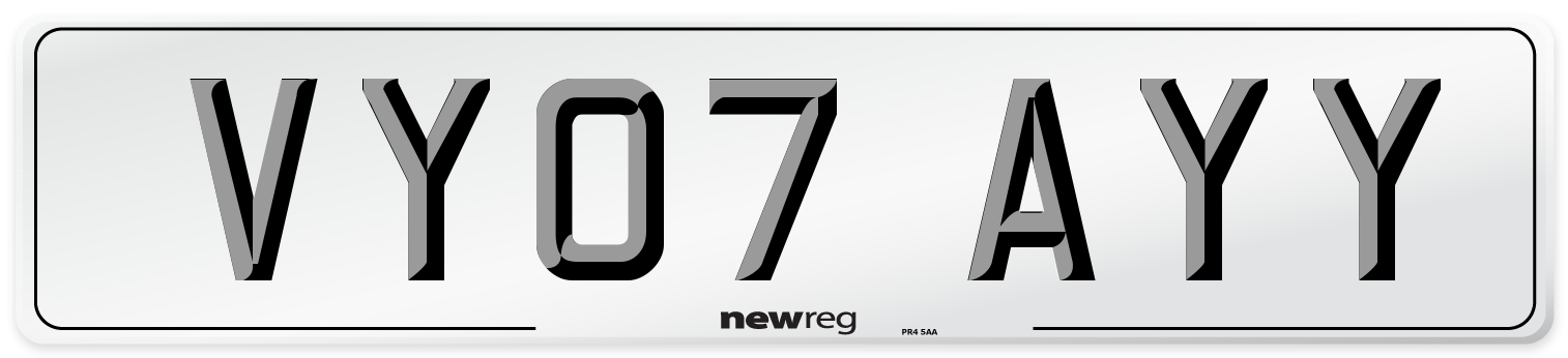 VY07 AYY Number Plate from New Reg